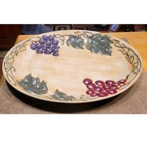 Noble Excellence Meritage 20 in Oval Platter Grapes Leaves Ceramic Serving Dish